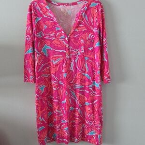 Lilly Pulitzer Pink and Blue Floral Midi Dress